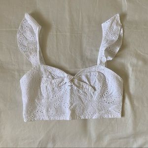 White eyelet crop top